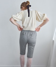 ギンガムチェックサブリナストレッチパンツ / Gingham check sabrina stretch pants
