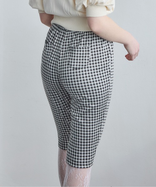 ギンガムチェックサブリナストレッチパンツ / Gingham check sabrina