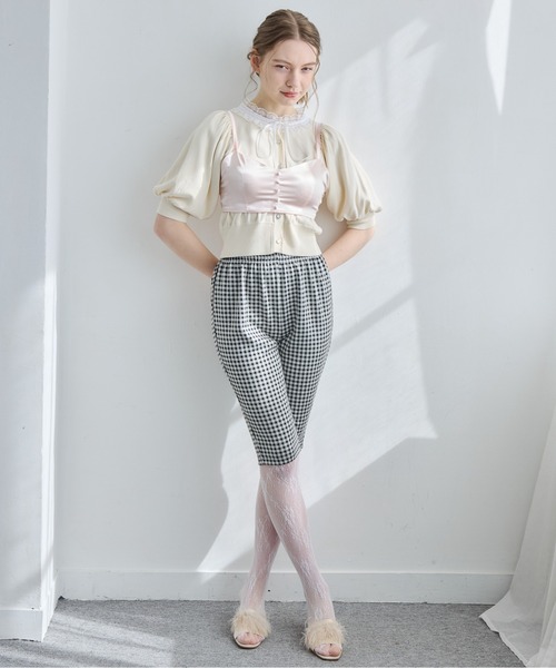 etre loin(エトルワン)の「ギンガムチェックサブリナストレッチパンツ / Gingham check sabrina stretch pants(その他パンツ・レディース・ピンク/ブルー/ブラック・M)」の4枚目の写真