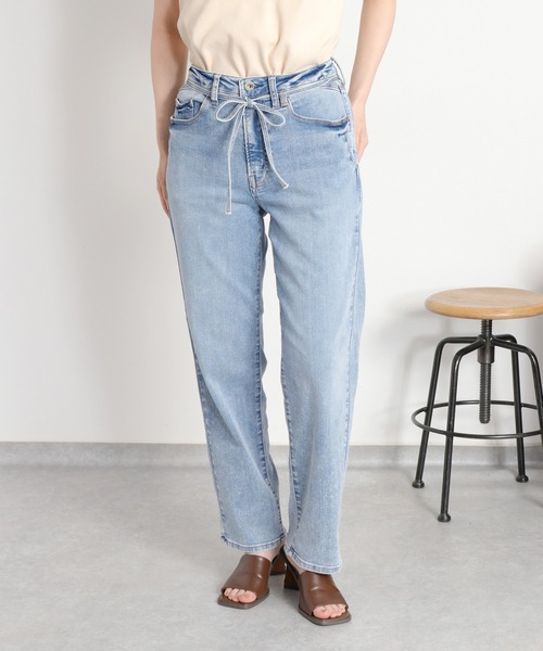cepo(セポ)の「〈接触冷感 / UVカット〉ICE クロップドストレッチデニムパンツ(デニムパンツ・レディース・ブラック/ブルー系2/ブルー系1/ベージュ/ブルー系3・L/M/S)」の5枚目の写真
