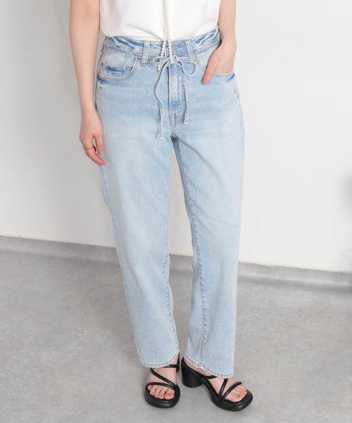 cepo(セポ)の「〈接触冷感 / UVカット〉ICE クロップドストレッチデニムパンツ(デニムパンツ・レディース・ブラック/ブルー系2/ブルー系1/ベージュ/ブルー系3・L/M/S)」の1枚目の写真