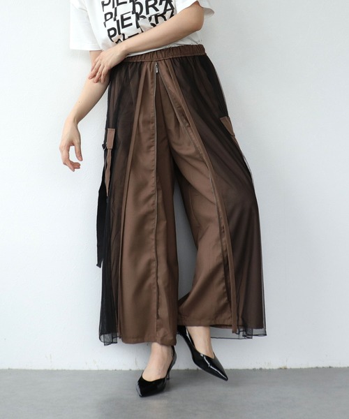 Cepica（セピカ）の「メッシュワーク2フェイスパンツ（その他パンツ・レディース・グレイッシュベージュ/チャコールグレー/ブラウン・FREE）」の2枚目の写真