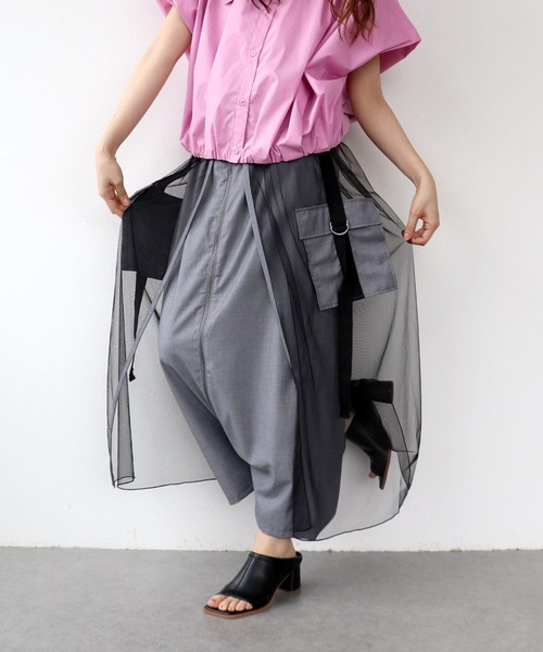 Cepica(セピカ)の「メッシュワーク2フェイスパンツ(その他パンツ・レディース・グレイッシュベージュ/チャコールグレー・FREE)」の15枚目の写真