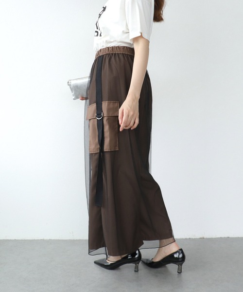 Cepica(セピカ)の「メッシュワーク2フェイスパンツ(その他パンツ・レディース・グレイッシュベージュ/チャコールグレー・FREE)」の4枚目の写真