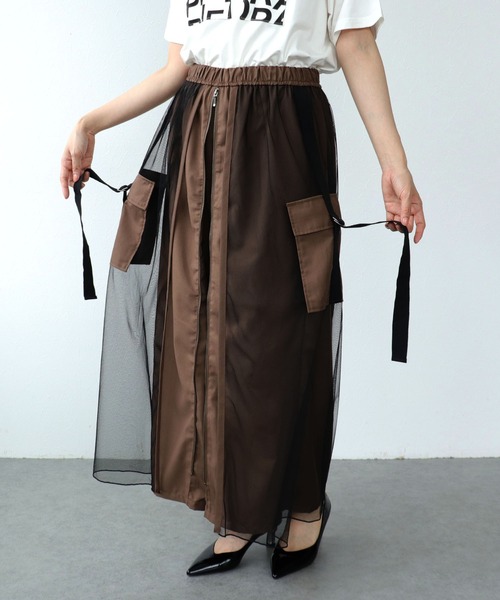 Cepica(セピカ)の「メッシュワーク2フェイスパンツ(その他パンツ・レディース・グレイッシュベージュ/チャコールグレー・FREE)」の9枚目の写真