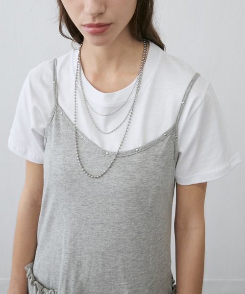 Rohwel(ローウェル)の「Stud Detail Camisole Dress / スタッズディティールキャミワソールワンピース(キャミソール・レディース・ホワイト/グレー・FREE)」の9枚目の写真