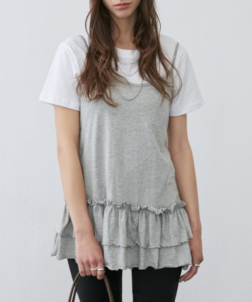 Rohwel(ローウェル)の「Stud Detail Camisole Dress / スタッズディティールキャミワソールワンピース(キャミソール・レディース・ホワイト/グレー・FREE)」の4枚目の写真