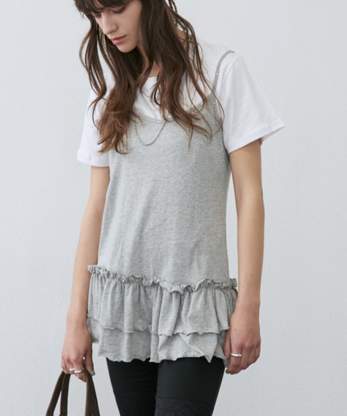 Rohwel(ローウェル)の「Stud Detail Camisole Dress / スタッズディティールキャミワソールワンピース(キャミソール・レディース・ホワイト/グレー・FREE)」の6枚目の写真