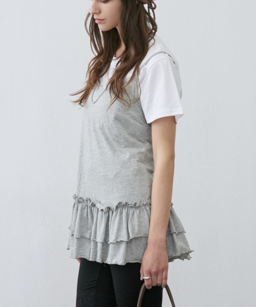 Rohwel(ローウェル)の「Stud Detail Camisole Dress / スタッズディティールキャミワソールワンピース(キャミソール・レディース・ホワイト/グレー・FREE)」の7枚目の写真