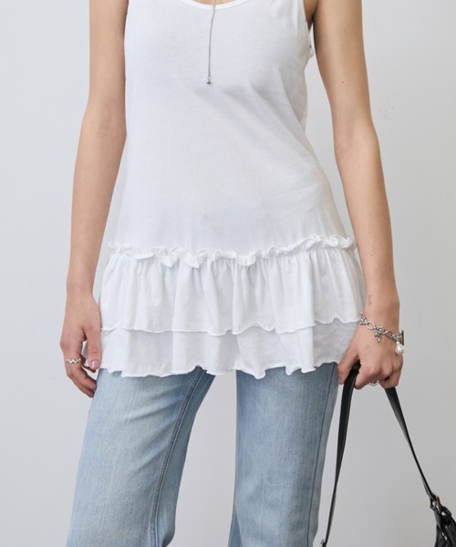 Rohwel(ローウェル)の「Stud Detail Camisole Dress / スタッズディティールキャミワソールワンピース(キャミソール・レディース・ホワイト/グレー・FREE)」の18枚目の写真