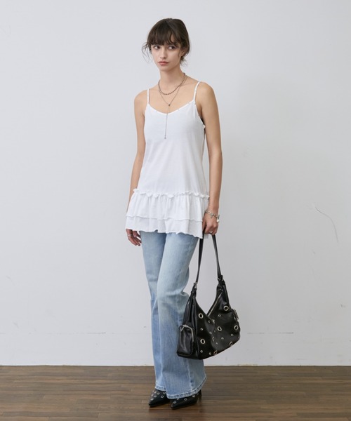 Rohwel(ローウェル)の「Stud Detail Camisole Dress / スタッズディティールキャミワソールワンピース(キャミソール・レディース・ホワイト/グレー・FREE)」の19枚目の写真