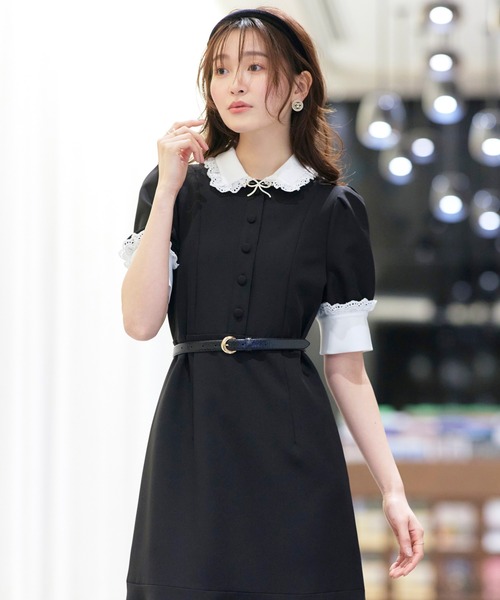 RUIRUE BOUTIQUE(ルイルエブティック)の「ストレッチ | バイカラー クラシック ワンピース | 夏ワンピース・ロングワンピース・シャツワンピース・デザインワンピース・襟付きワンピース・マーメイドスカート(ワンピース・レディース・ブラック/アイボリー/ダークネイビー・S/M/L)」の6枚目の写真