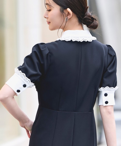 RUIRUE BOUTIQUE(ルイルエブティック)の「ストレッチ | バイカラー クラシック ワンピース | 夏ワンピース・ロングワンピース・シャツワンピース・デザインワンピース・襟付きワンピース・マーメイドスカート(ワンピース・レディース・ブラック/アイボリー/ダークネイビー・S/M/L)」の11枚目の写真