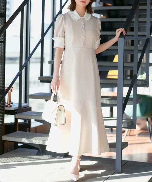 RUIRUE BOUTIQUE(ルイルエブティック)の「ストレッチ | バイカラー クラシック ワンピース | 夏ワンピース・ロングワンピース・シャツワンピース・デザインワンピース・襟付きワンピース・マーメイドスカート(ワンピース・レディース・ブラック/アイボリー/ダークネイビー・S/M/L)」の15枚目の写真