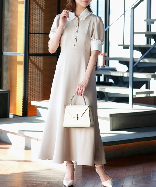 RUIRUE BOUTIQUE(ルイルエブティック)の「ストレッチ | バイカラー クラシック ワンピース | 夏ワンピース・ロングワンピース・シャツワンピース・デザインワンピース・襟付きワンピース・マーメイドスカート(ワンピース・レディース・ブラック/アイボリー/ダークネイビー・S/M/L)」の18枚目の写真