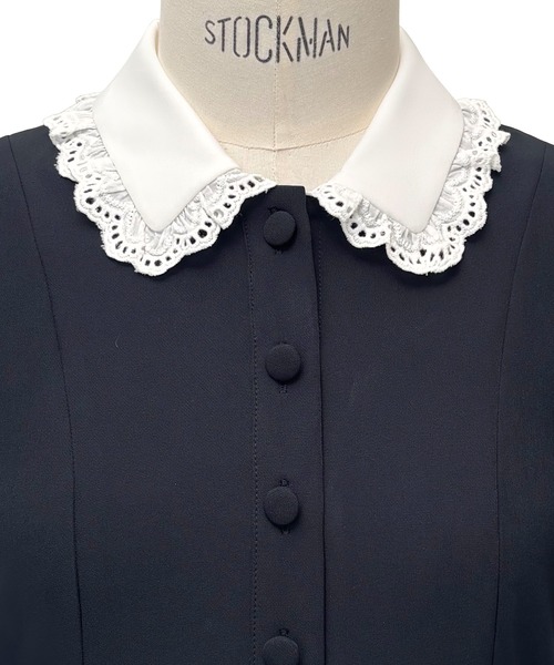 RUIRUE BOUTIQUE(ルイルエブティック)の「ストレッチ | バイカラー クラシック ワンピース | 夏ワンピース・ロングワンピース・シャツワンピース・デザインワンピース・襟付きワンピース・マーメイドスカート(ワンピース・レディース・ブラック/アイボリー/ダークネイビー・S/M/L)」の19枚目の写真