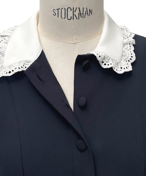 RUIRUE BOUTIQUE(ルイルエブティック)の「ストレッチ | バイカラー クラシック ワンピース | 夏ワンピース・ロングワンピース・シャツワンピース・デザインワンピース・襟付きワンピース・マーメイドスカート(ワンピース・レディース・ブラック/アイボリー/ダークネイビー・S/M/L)」の20枚目の写真