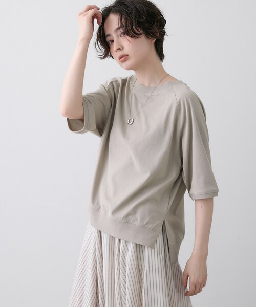 Dessin(デッサン)の「【UVカット/接触冷感】フォルムカットソー5分袖(Tシャツ/カットソー・レディース・ナチュラル/ホワイト系/イエロー系その他/ピンク系/ホワイト系その他3・00/01/02/03)」の22枚目の写真