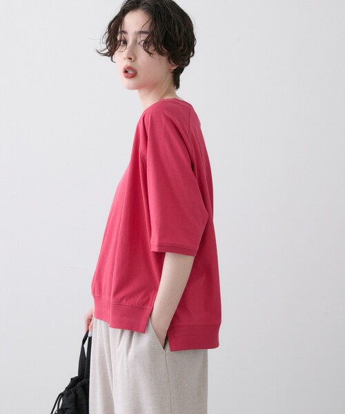 Dessin(デッサン)の「【UVカット/接触冷感】フォルムカットソー5分袖(Tシャツ/カットソー・レディース・ナチュラル/ホワイト系/イエロー系その他/ピンク系/ホワイト系その他3・00/01/02/03)」の8枚目の写真