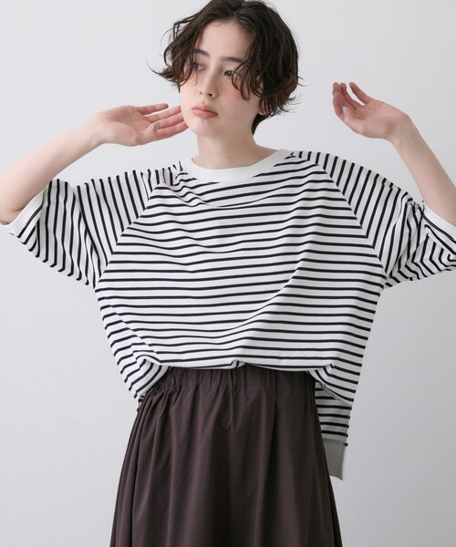 Dessin(デッサン)の「【UVカット/接触冷感】フォルムカットソー5分袖(Tシャツ/カットソー・レディース・ナチュラル/ホワイト系/イエロー系その他/ピンク系/ホワイト系その他3・00/01/02/03)」の12枚目の写真
