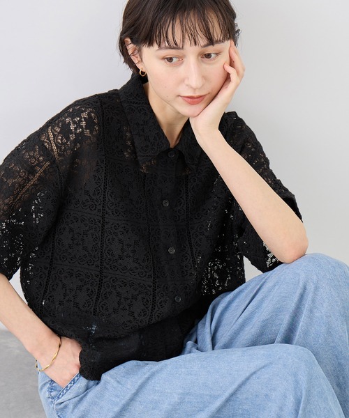ROPE' PICNIC(ロペピクニック)の「半袖レースシャツ(シャツ/ブラウス・レディース・ブラック/オフホワイト・FREE)」の10枚目の写真