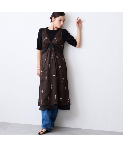 COMMON+HAUS(コモンハウス)の「プリント柄サロペットワンピース(ワンピース・レディース・ライム/ブラウン・M/L)」の7枚目の写真