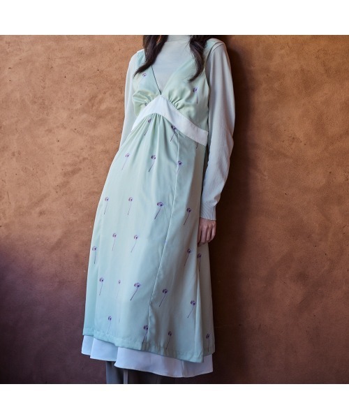 COMMON+HAUS(コモンハウス)の「プリント柄サロペットワンピース(ワンピース・レディース・ライム/ブラウン・M/L)」の9枚目の写真