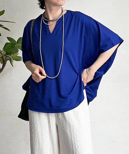 un dix cors(アンディコール)の「ドロストスキッパープルオーバー(Tシャツ/カットソー・レディース・オレンジ/ブラック/ブルー/オフホワイト・FREE)」の3枚目の写真