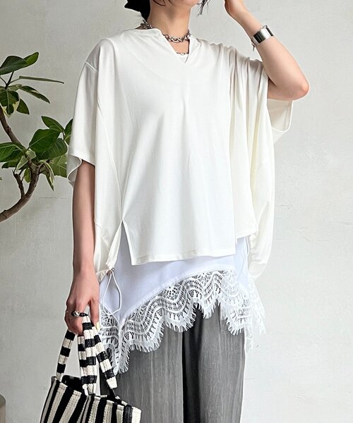 un dix cors(アンディコール)の「ドロストスキッパープルオーバー(Tシャツ/カットソー・レディース・オレンジ/ブラック/ブルー/オフホワイト・FREE)」の8枚目の写真