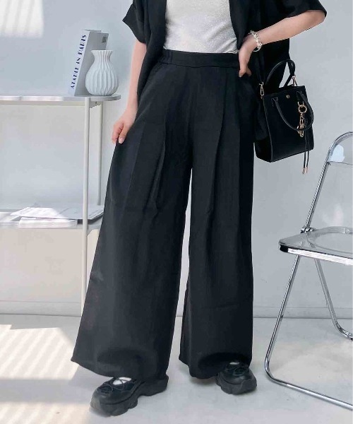 AS KNOW AS plus(アズノゥアズプラス)の「〇ウエストゴム タックワイドパンツ セットアップ対応 【WEB限定アイテム】(スラックス・レディース・ブラック/ベージュ/モカ・FREE)」の10枚目の写真