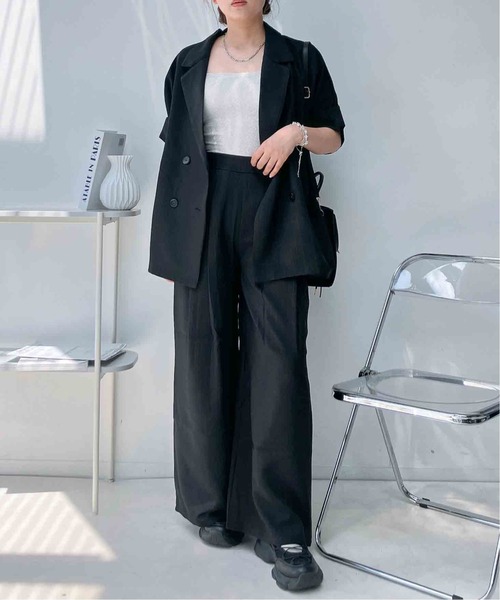 AS KNOW AS plus(アズノゥアズプラス)の「〇ウエストゴム タックワイドパンツ セットアップ対応 【WEB限定アイテム】(スラックス・レディース・ブラック/ベージュ/モカ・FREE)」の13枚目の写真