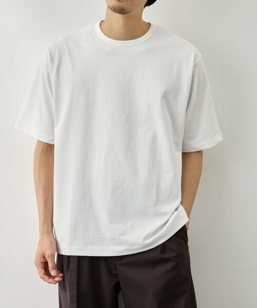 ATON(エイトン)の「【ATON/エイトン】DRY COTTON JERSEY STANDARD T-SHIR(Tシャツ/カットソー・メンズ・ホワイト/ブラック・2/4/6)」の2枚目の写真