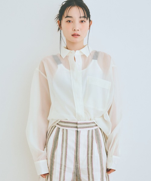 COLORME(カラーミー)の「【AKB48 伊藤百花 着用】ゆったり オーバーサイズ シアーシャツ(シャツ/ブラウス・レディース・ホワイト/ブラック・FREE)」の6枚目の写真