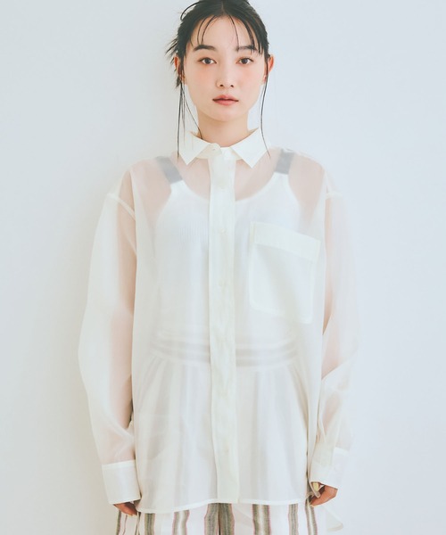 COLORME(カラーミー)の「【AKB48 伊藤百花 着用】ゆったり オーバーサイズ シアーシャツ(シャツ/ブラウス・レディース・ホワイト/ブラック・FREE)」の9枚目の写真