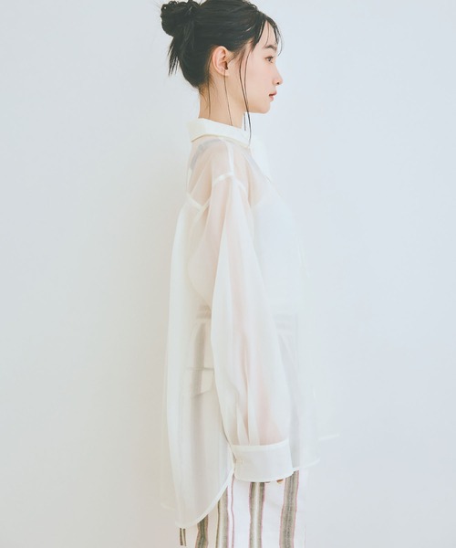 COLORME(カラーミー)の「【AKB48 伊藤百花 着用】ゆったり オーバーサイズ シアーシャツ(シャツ/ブラウス・レディース・ホワイト/ブラック・FREE)」の10枚目の写真