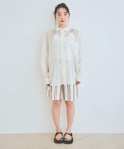 COLORME(カラーミー)の「【AKB48 伊藤百花 着用】ゆったり オーバーサイズ シアーシャツ(シャツ/ブラウス・レディース・ホワイト/ブラック・FREE)」の20枚目の写真