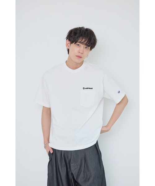 AIRWALK(エアウォーク)の「【AIRWALK/エアウォーク】半袖プリントTシャツ メンズ/プリントT/胸ポケット/カジュアル/ストリート/夏服(Tシャツ/カットソー・メンズ・パープル/ホワイト/杢グレー/ブラック・MEDIUM/LARGE/X-LARGE)」の2枚目の写真