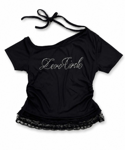 NANEA(ナネア)の「フロントロゴビジュー レースフリルワンショルダーTシャツ(Tシャツ/カットソー・レディース・ブラック/グレー/ホワイト・MEDIUM)」の15枚目の写真