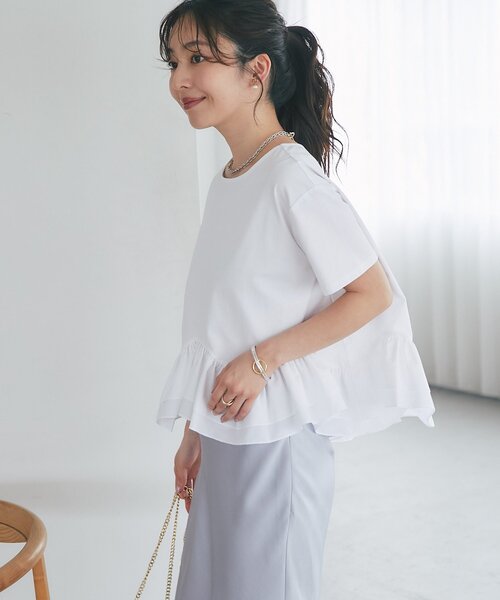 La boutique BonBon(ラブティックボンボン)の「【再予約決定!・KAZUMI監修】ペプラムドッキングカットソー(Tシャツ/カットソー・レディース・グレー/ホワイト/ネイビー・FREE)」の17枚目の写真