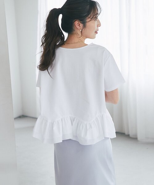 La boutique BonBon(ラブティックボンボン)の「【再予約決定!・KAZUMI監修】ペプラムドッキングカットソー(Tシャツ/カットソー・レディース・グレー/ホワイト/ネイビー・FREE)」の18枚目の写真