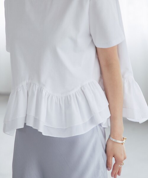 La boutique BonBon(ラブティックボンボン)の「【再予約決定!・KAZUMI監修】ペプラムドッキングカットソー(Tシャツ/カットソー・レディース・グレー/ホワイト/ネイビー・FREE)」の19枚目の写真