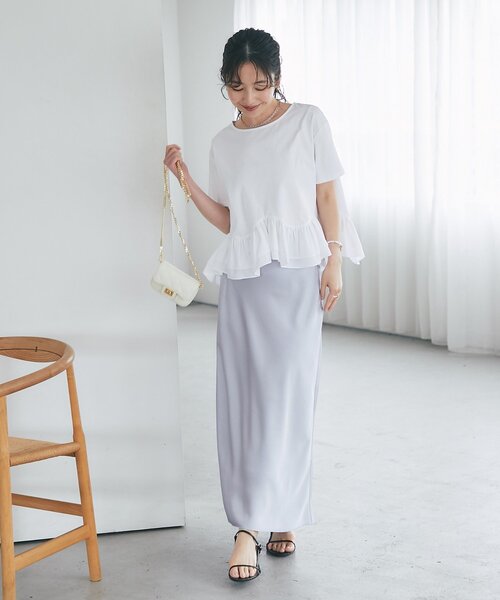 La boutique BonBon(ラブティックボンボン)の「【再予約決定!・KAZUMI監修】ペプラムドッキングカットソー(Tシャツ/カットソー・レディース・グレー/ホワイト/ネイビー・FREE)」の20枚目の写真