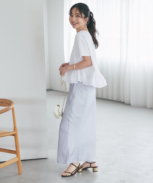 La boutique BonBon(ラブティックボンボン)の「【再予約決定!・KAZUMI監修】ペプラムドッキングカットソー(Tシャツ/カットソー・レディース・グレー/ホワイト/ネイビー・FREE)」の21枚目の写真