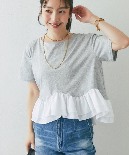 La boutique BonBon(ラブティックボンボン)の「【再予約開始!・KAZUMI監修】ペプラムドッキングカットソー(Tシャツ/カットソー・レディース・グレー/ホワイト/ネイビー・FREE)」の19枚目の写真