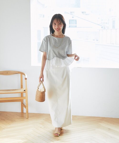 La boutique BonBon(ラブティックボンボン)の「【再予約決定!・KAZUMI監修】ペプラムドッキングカットソー(Tシャツ/カットソー・レディース・グレー/ホワイト/ネイビー・FREE)」の8枚目の写真