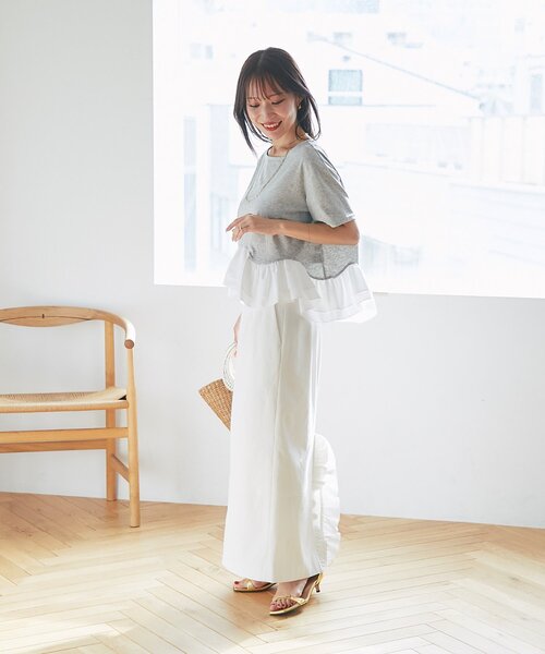 La boutique BonBon(ラブティックボンボン)の「【再予約決定!・KAZUMI監修】ペプラムドッキングカットソー(Tシャツ/カットソー・レディース・グレー/ホワイト/ネイビー・FREE)」の9枚目の写真