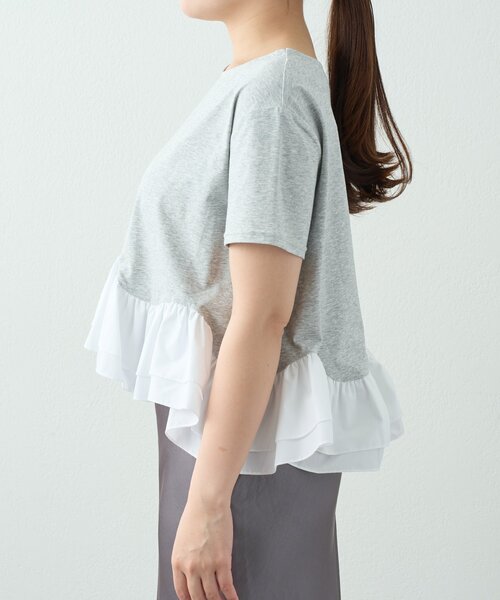 La boutique BonBon(ラブティックボンボン)の「【再予約決定!・KAZUMI監修】ペプラムドッキングカットソー(Tシャツ/カットソー・レディース・グレー/ホワイト/ネイビー・FREE)」の12枚目の写真