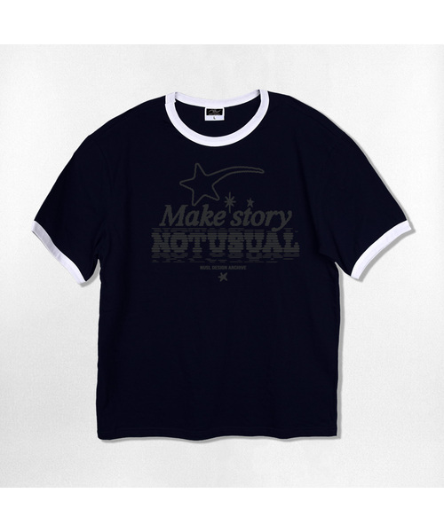 NOTUSUAL(ノットユージュアル)の「スターストーリー リンガー 半袖Tシャツ 4カラー(Tシャツ/カットソー・レディース・クリーム/ホワイト×グリーン/ホワイト/ネイビー・SMALL/MEDIUM/LARGE/X-LARGE)」の4枚目の写真