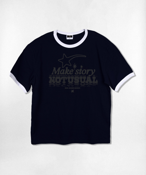 NOTUSUAL(ノットユージュアル)の「スターストーリー リンガー 半袖Tシャツ 4カラー(Tシャツ/カットソー・レディース・クリーム/ホワイト×グリーン/ホワイト/ネイビー・SMALL/MEDIUM/LARGE/X-LARGE)」の8枚目の写真