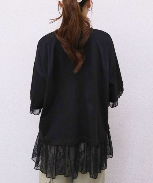 archives(アルシーヴ)の「【1枚でレイヤード風が完成するBIGT】フリルレースドッキングBIGTEE(Tシャツ/カットソー・レディース・ブラック/オフホワイト・MEDIUM)」の17枚目の写真